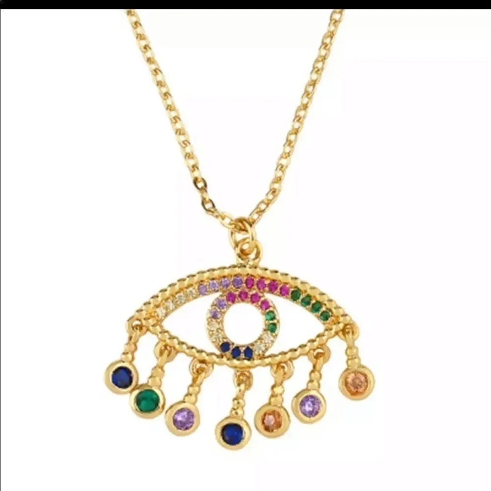 Necklace Nazar rhinestone Cooper mosaic zinc alloy